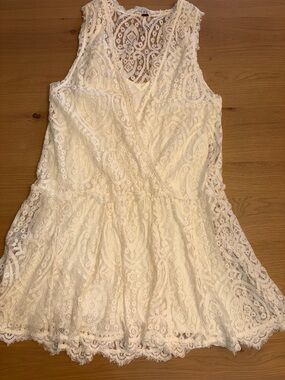 Free People Ivory Lace Sleeveless Tunic